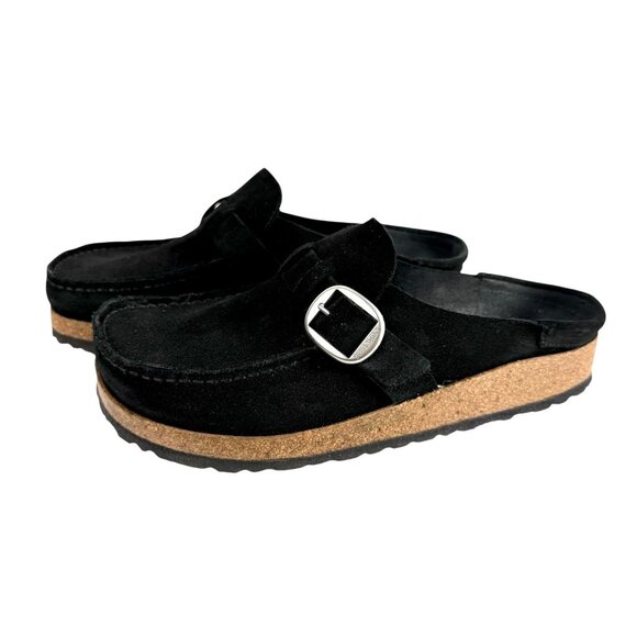 Birkenstock Buckley Black Suede Leather Slip On Clog Women’s Size 38 US 7 NEW - Picture 1 of 8